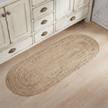 Natural Braided Jute Oval Rug with Rug Pad