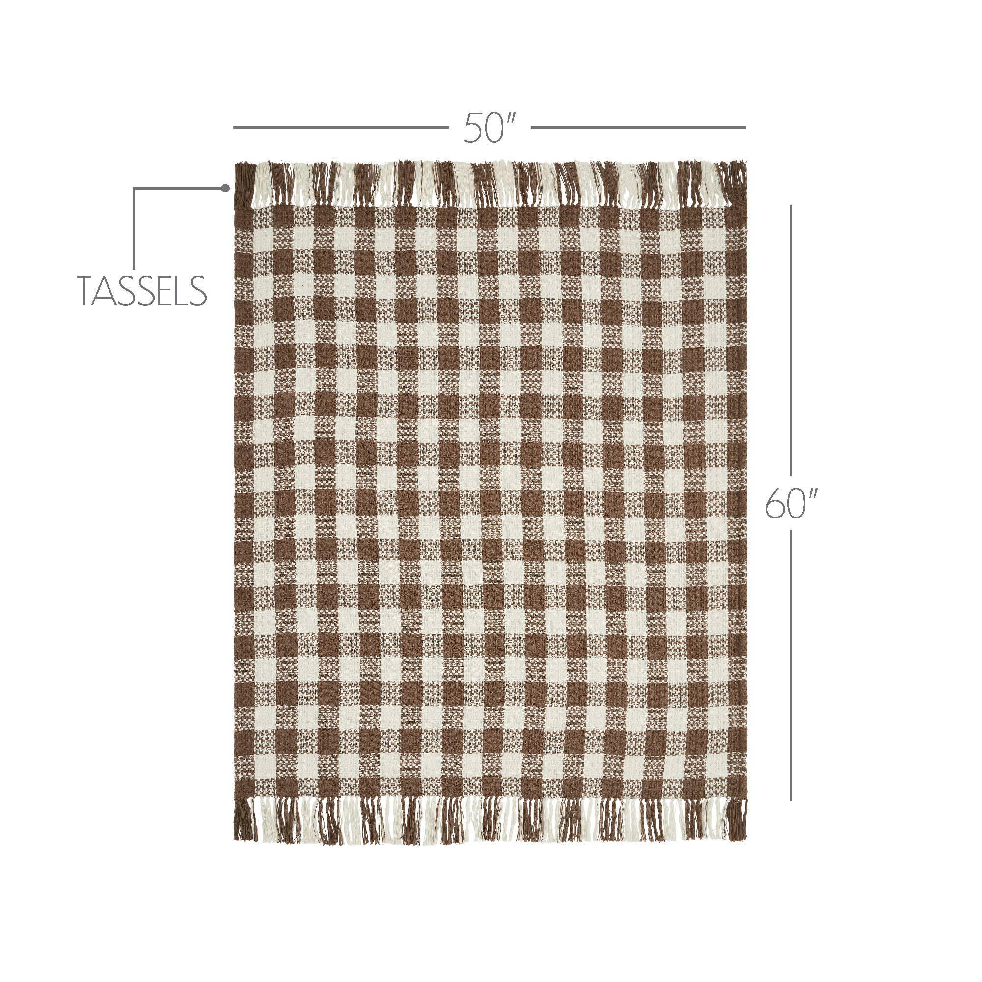 Cocoa Brown Check Throw Blanket with Fringe