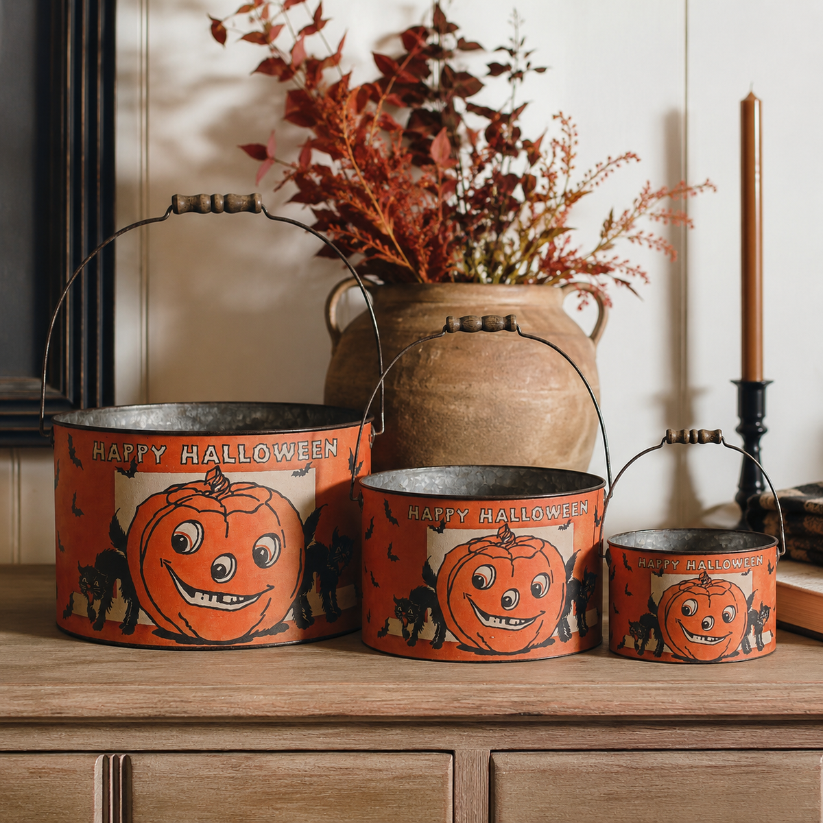 Vintage Happy Halloween Bucket Set