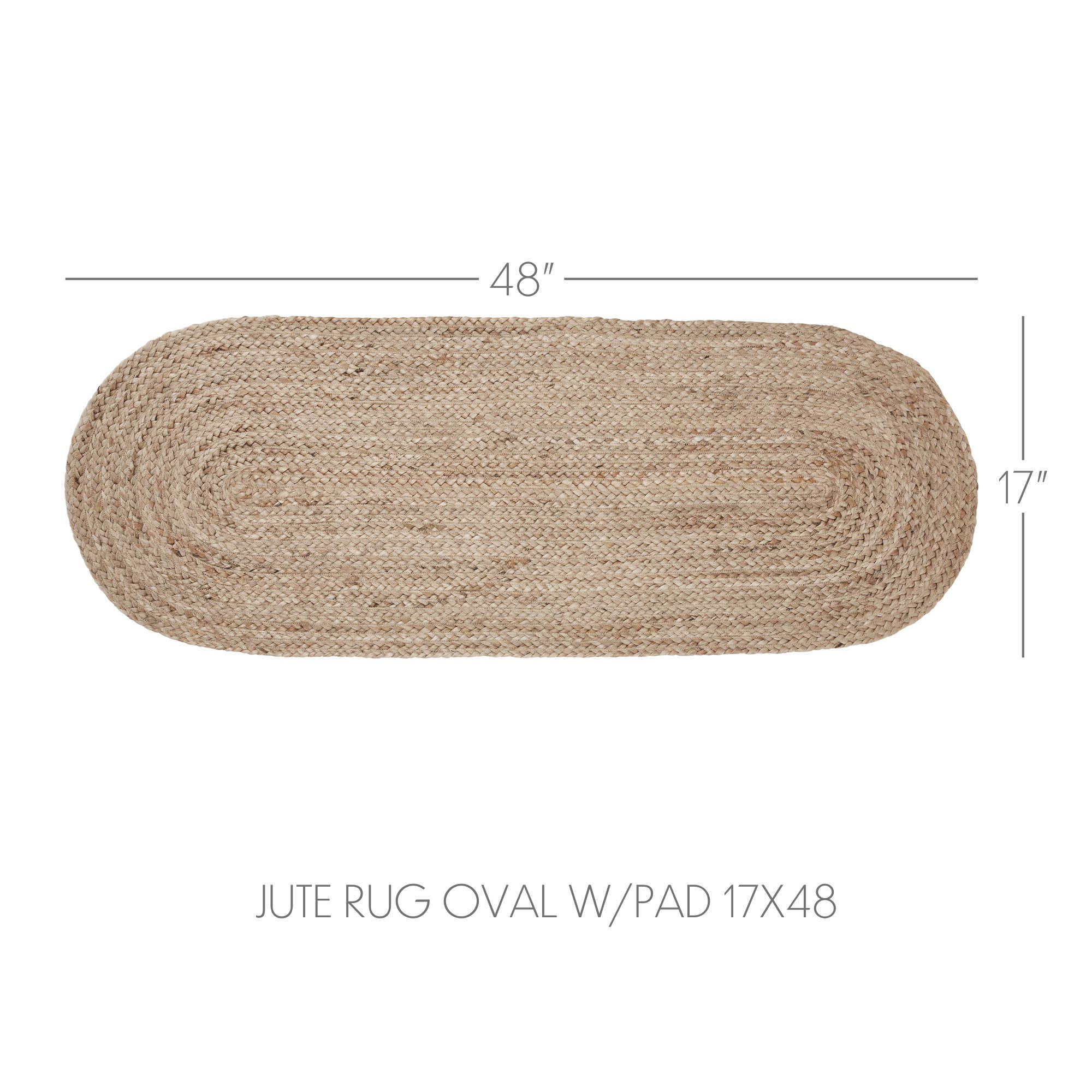 Natural Braided Jute Oval Rug with Rug Pad