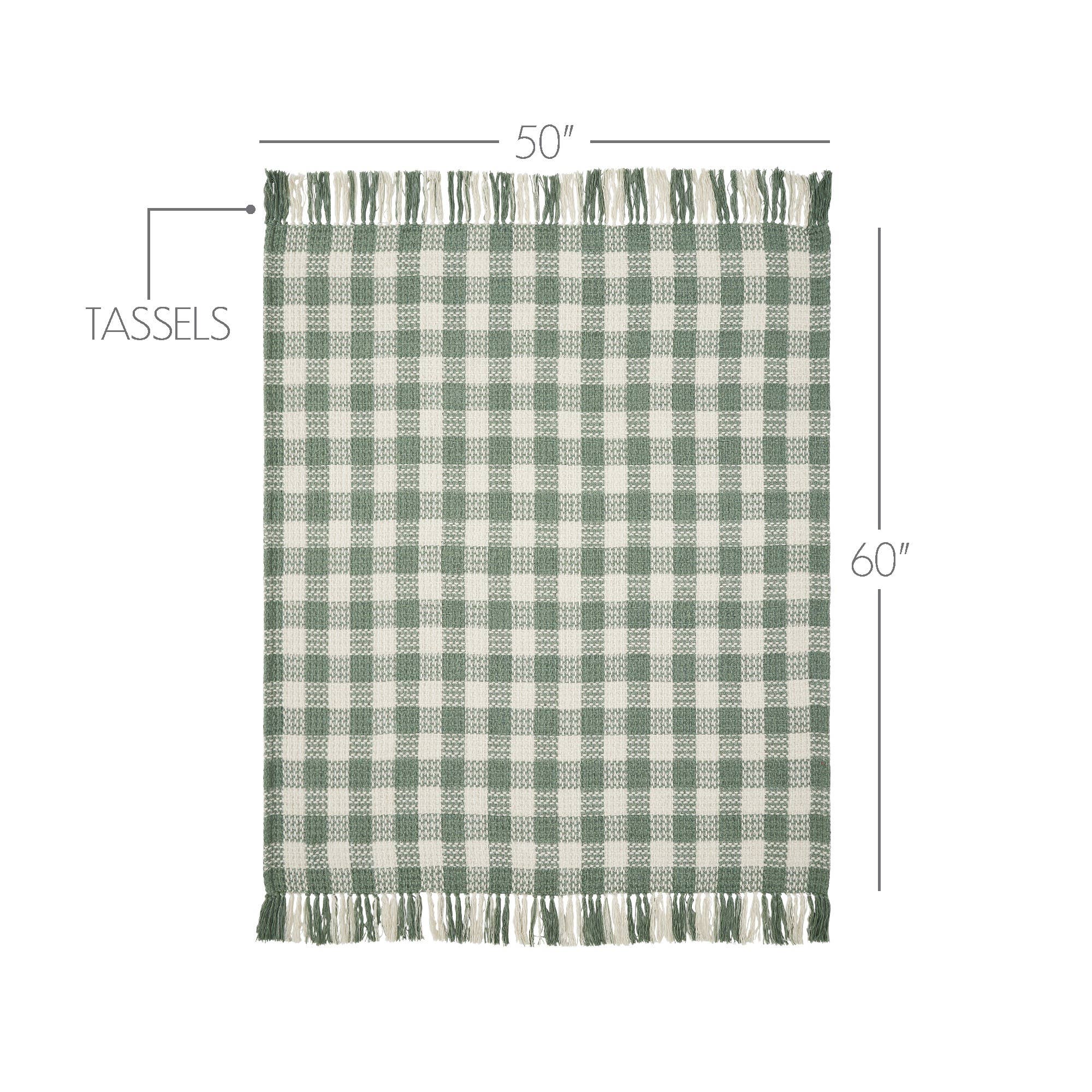Pistachio Green Check Woven Throw Blanket with Fringe
