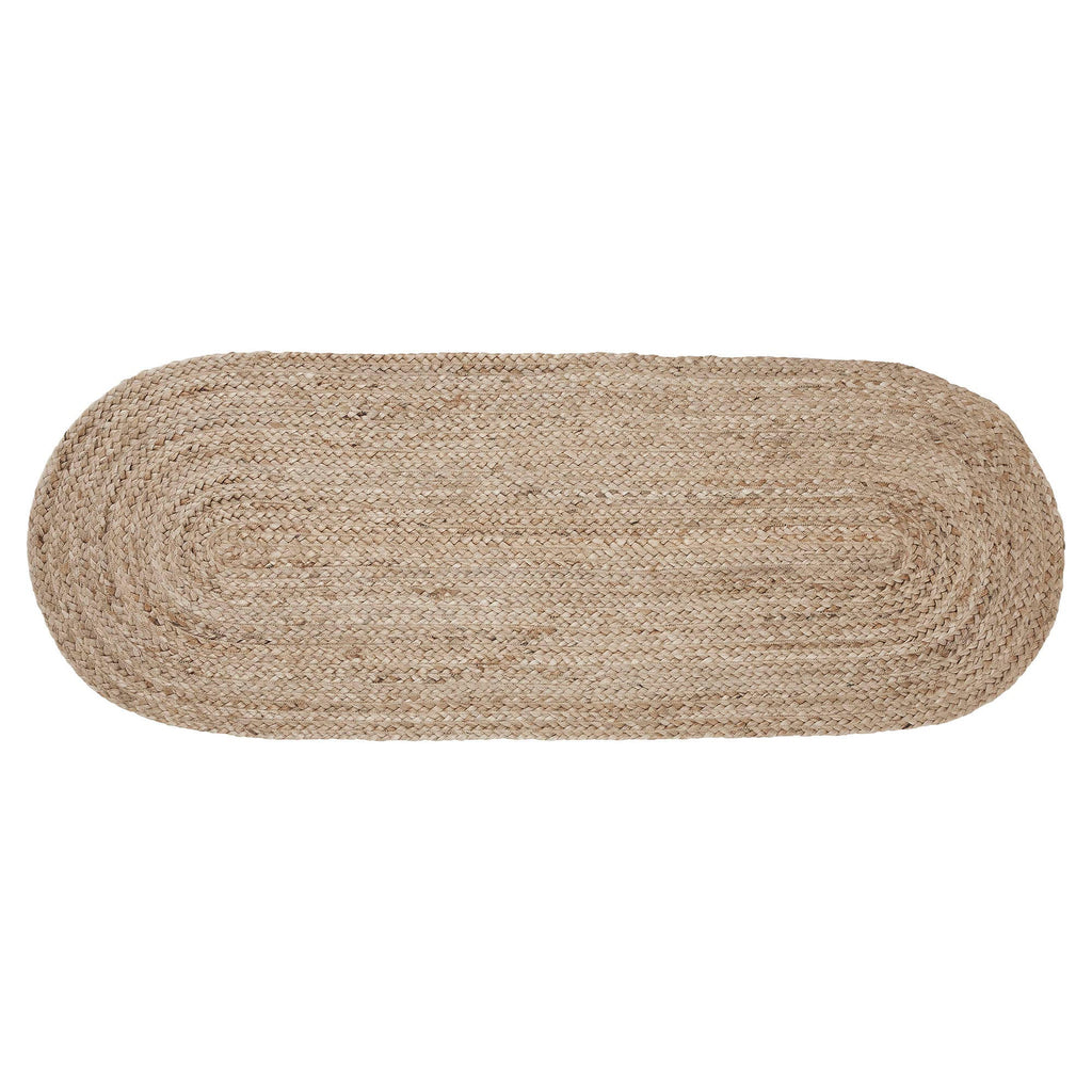 Natural Braided Jute Oval Rug with Rug Pad