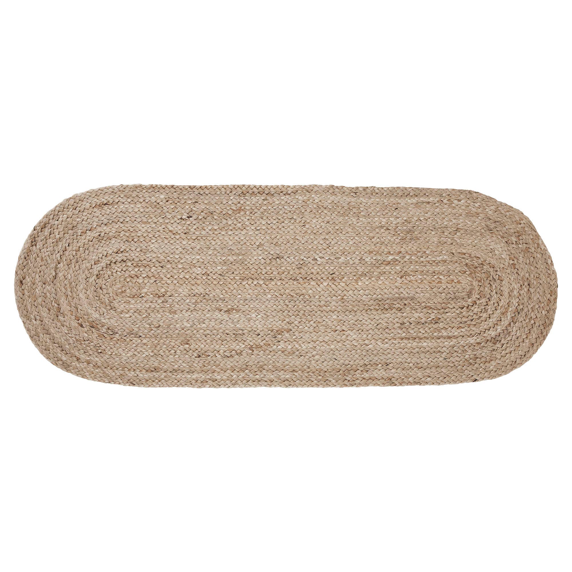 Natural Braided Jute Oval Rug with Rug Pad